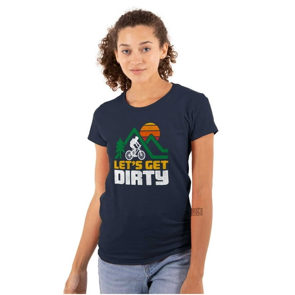 Let's Get Dirty Mountain Bike Outdoor Womens Fitted Plus Size Graphic Tee Brisco Brands 2X