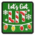 thumbnail image 1 of Let's Get Lit Christmas Lights Pun Applique Multi-Color Embroidered Hook & Loop Patch - 2.5 Inch Small, 1 of 5