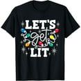thumbnail image 1 of Let's Get Lit Drinking Santa Hat Christmas Lights Funny T-Shirt, 1 of 3