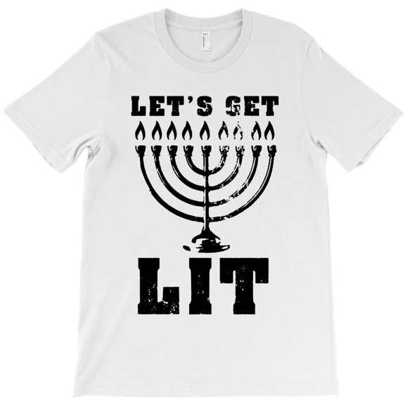 Let's Get Lit Hanukkah Themed Funny Jewish Holiday Graphic Design Style - Last-Minute Gift G33148 Unisex T-Shirt, Up to Size 5XL