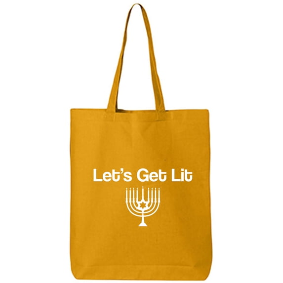 Let's Get Lit (Menorah) Cotton Canvas Tote Bag
