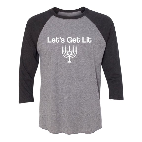 Let's Get Lit (Menorah) Unisex 3/4 Sleeve Baseball Raglan Tee