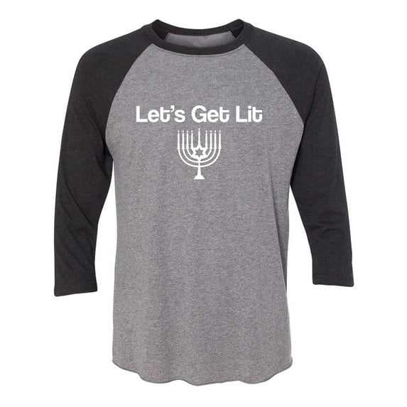 Let's Get Lit (Menorah) Unisex 3/4 Sleeve Baseball Raglan Tee