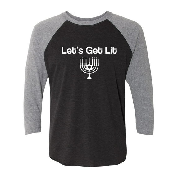 Let's Get Lit (Menorah) Unisex 3/4 Sleeve Baseball Raglan Tee