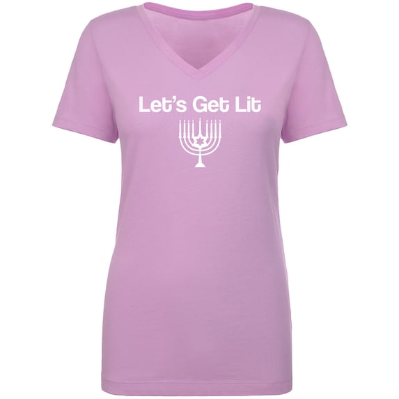 Let's Get Lit (Menorah) Womens V-Neck Tee