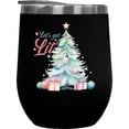 thumbnail image 1 of Let's Get Lit with Christmas Tree, Balls & Presents Art Gift, Black 12oz Wine Tumbler, 1 of 1
