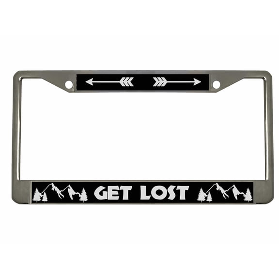 Let's Get Lost Style Metal License Plate Frame/Car Accessories Auto Car Tag Holder Cover (Chrome/Black/Silver)