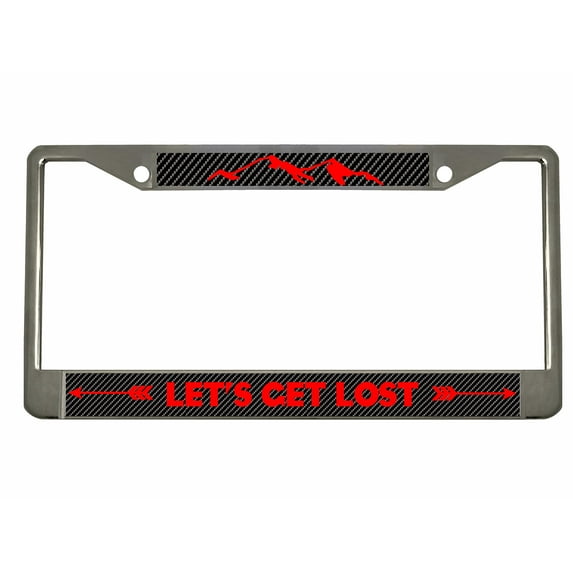 Let's Get Lost Style Metal License Plate Frame/Car Accessories Auto Car Tag Holder Cover (Chrome/Carbon/Red)
