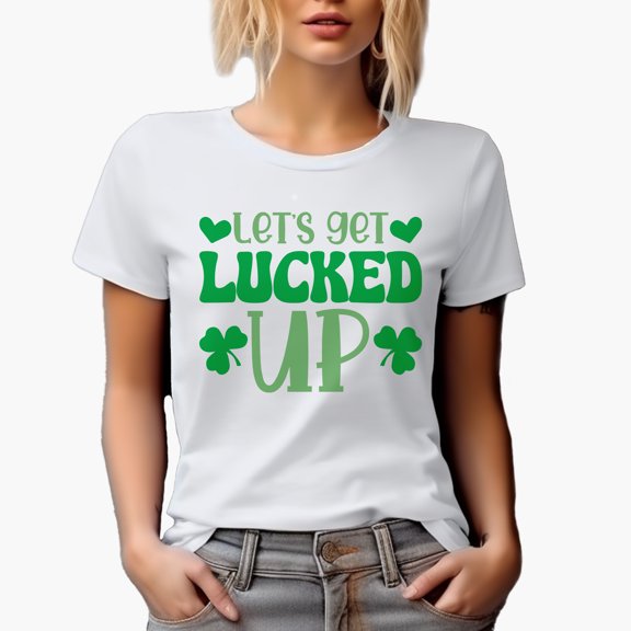 Let's Get Lucked Up, St. Patrick's Day, White T-Shirt, Small