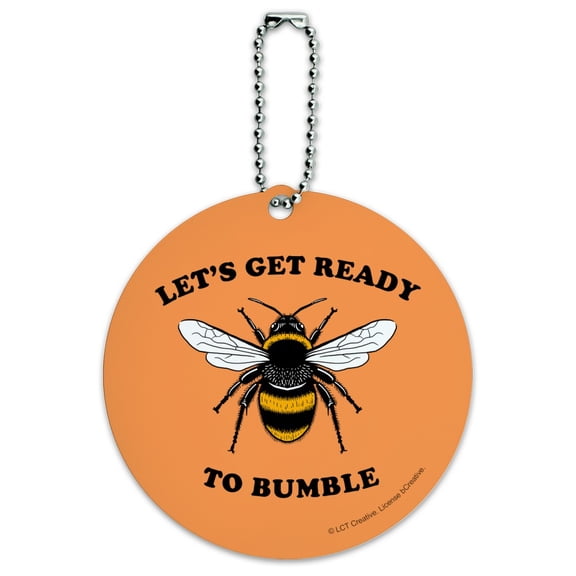 Let's Get Ready to Bumble Bee Rumble Funny Humor Round Luggage ID Tag Card Suitcase Carry-On