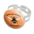 thumbnail image 1 of Let's Get Ready to Bumble Bee Rumble Funny Humor Silver Plated Adjustable Novelty Ring, 1 of 4