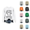 thumbnail image 1 of Let's Get Sheet Faced Halloween Sweatshirts for Women 2025 Crewneck Funny Ghost Graphic Sweatshirt Pullover Tops, 1 of 4