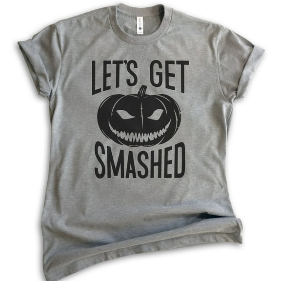 Let's Get Smashed Shirt, Unisex Women's Men's Shirt, Funny Drinking Horror Shirt, Pumpkin Shirt, Dark Heather Gray, X-Small