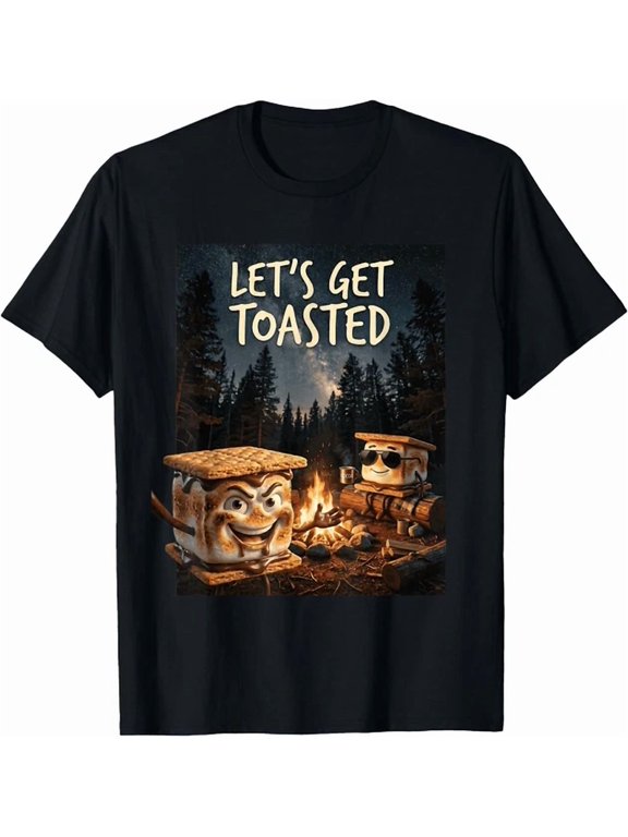 Let's Get Toasted Camping Smores Marshmallow T-Shirt
