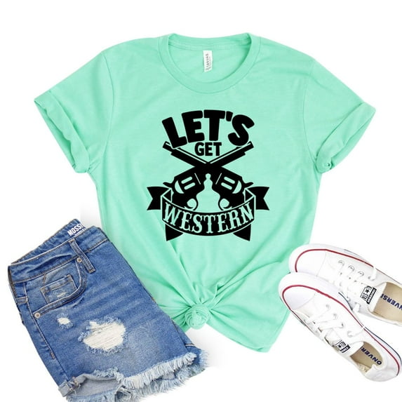 Let's Get Western Shirt Women's Cowgirl Tee Farm Shirts Texas Girl Gift Horse T-shirt Country Girl Tshirt