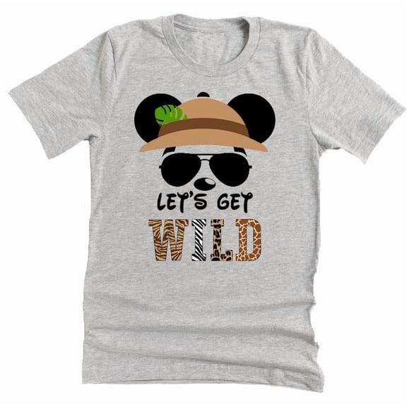 Let's Get Wild, Animal Kingdom Shirt, Safari Shirt Casual Short Sleeve Shirt (Mickey-3X Large)