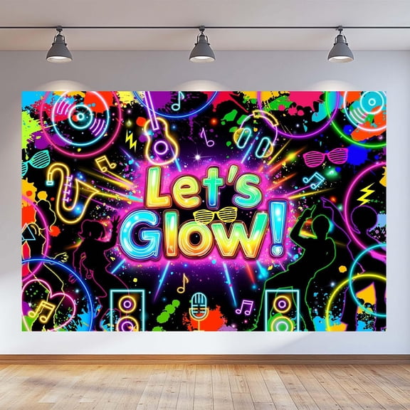 Let's Glow Backdrop Graffiti Splash Gaming Theme Background Boys Girls Game Birthday Party Decorations Banner Photo Studio Props