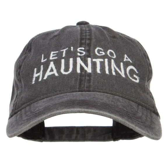 Let's Go A Haunting Embroidered Washed Cap - Black OSFM