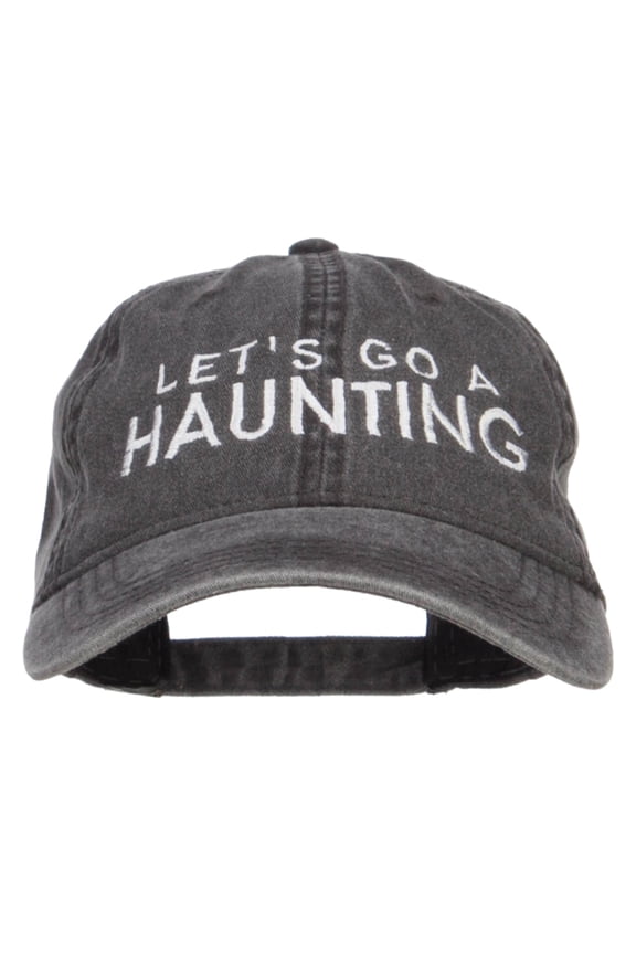 Let's Go A Haunting Embroidered Washed Cap - Black OSFM