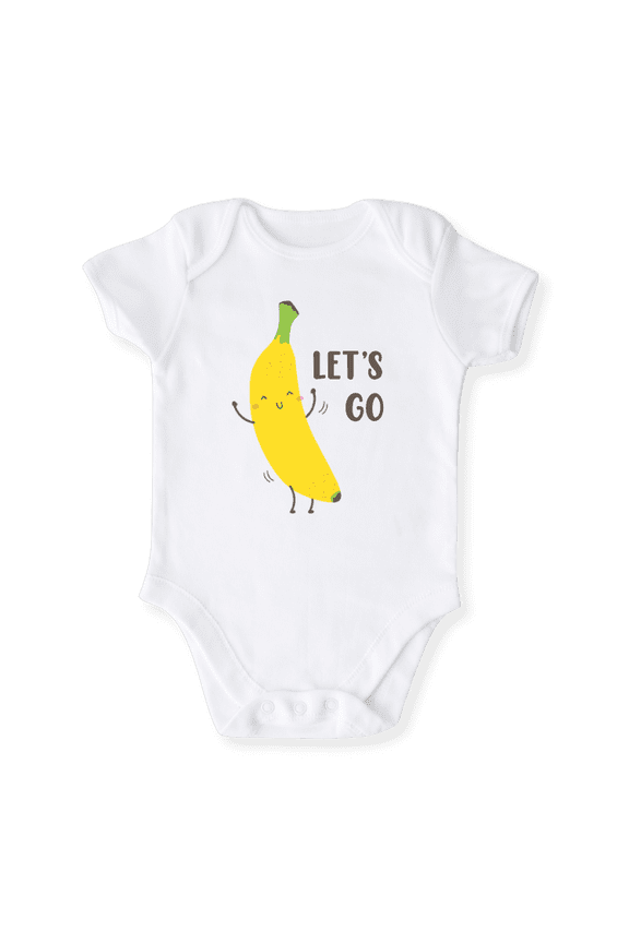 Let's Go Banana Baby Bodysuit, Banana Kids T-shirt & Toddler Tee, Fruit Themed Unisex Baby Clothes 12m White