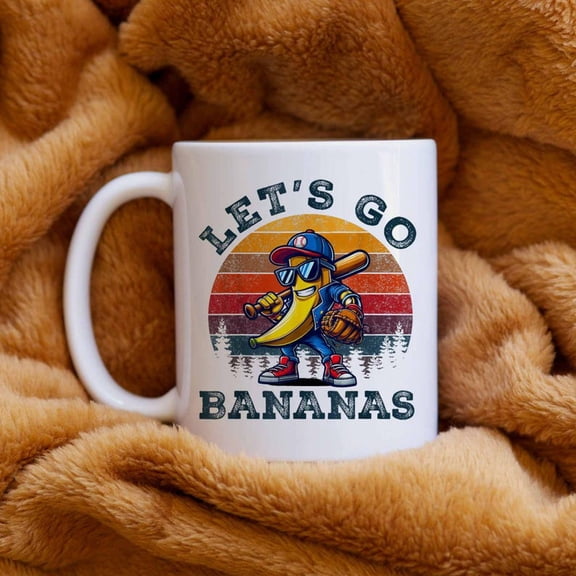 Let's Go Bananas Baseball Coffee Mug, Funnpor Gift