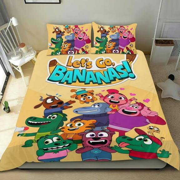 Let's Go, Bananas! Themed Bed Sheet Set Three Piece Set 36X75Inches Comfortable And Skin Friendly Unique Design Creating A Star Studded Night