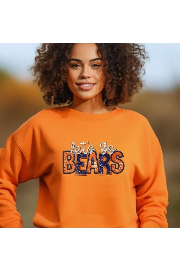 Let's Go Bears Sweatshirt (Faux Sequin, Glitter & Embroidery), Chicago Team, Bears Sweatshirt, Sports, Fan Sweatshirt, Team Sweatshirt, Gift