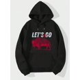 thumbnail image 1 of Let's Go Buffalo Print Men's Casual Letter Print Hoodie With Pocket, 1 of 6