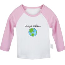 Let's Go Explore Funny T shirt For Baby, Newborn Babies T-shirts, Infant Tops, 0-24M Kids Graphic Tees Clothing (Long Pink Raglan T-shirt, 0-6 Months)