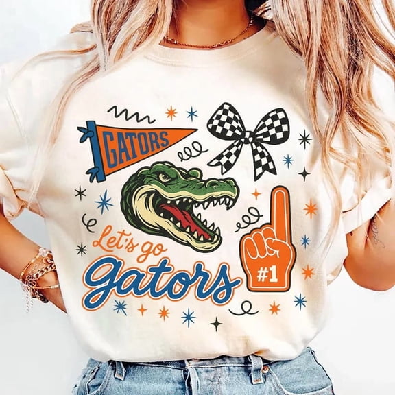 Let's Go Gators T-Shirt, Retro Alligator Game Day Graphic Tee Size S-4XL