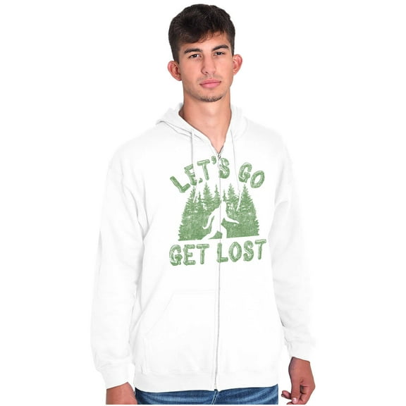 Let's Go Get Lost Bigfoot Legend Myth Zip Up Hoodie Men's Women's Brisco Brands S
