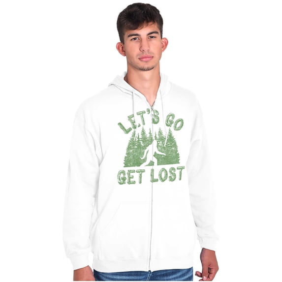 Let's Go Get Lost Bigfoot Legend Myth Zip Up Hoodie Men's Women's Brisco Brands S