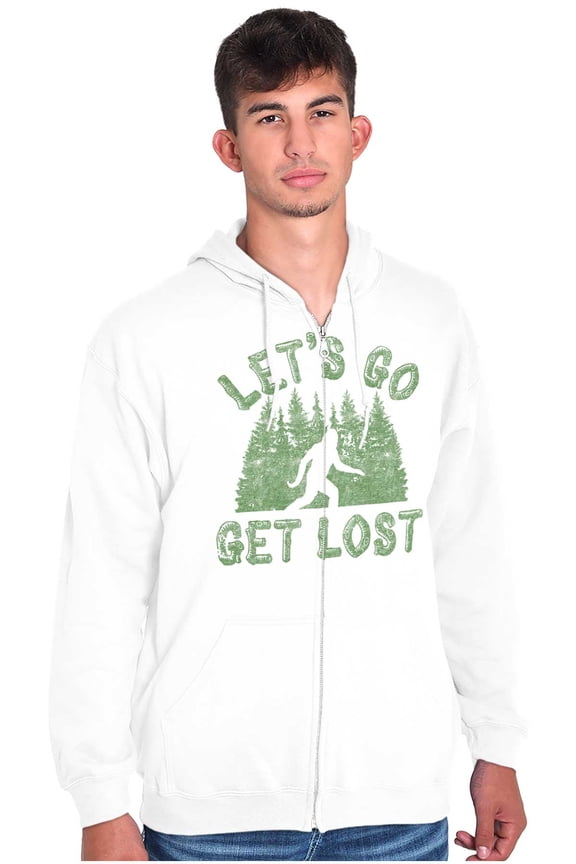 Let's Go Get Lost Bigfoot Legend Myth Zip Up Hoodie Men's Women's Brisco Brands X
