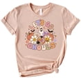thumbnail image 1 of Let's Go Ghouls Groovy Funny Halloween Shirts For Little Girls and Women Peach Shirt Adult Large, 1 of 3
