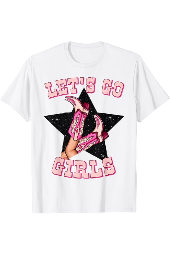 Let's Go Girls Bride Squad Pink Western Bachelorette Party T-Shirt