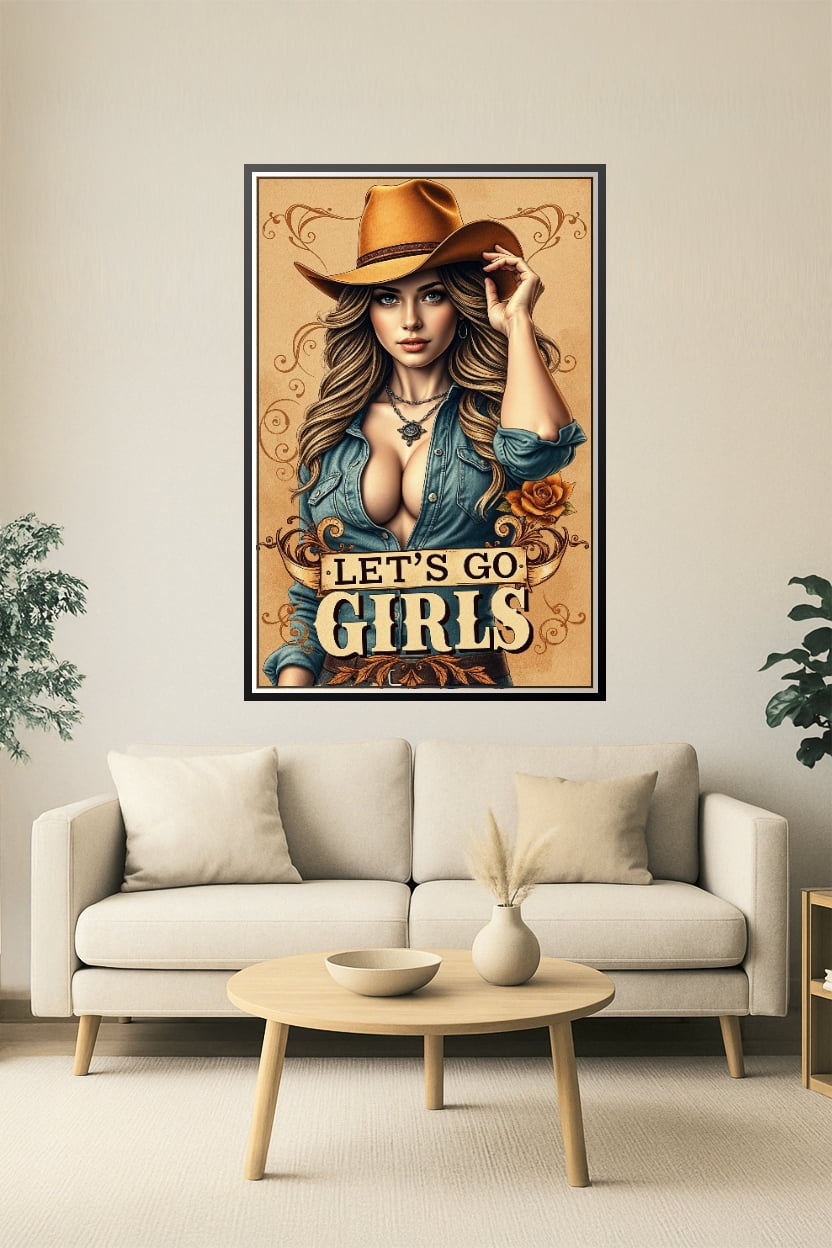 Occidental Cowgirl Pin Up Girl Targa in metallo 20,3 x 30,5 cm - Decorazione per la casa e il ristorante