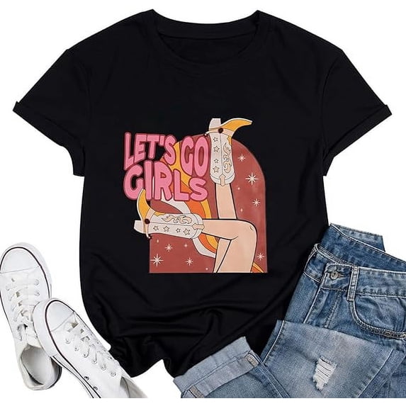 Let's Go Girls Shirt Women Country Music T Shirt Bachelorette Party Tee Girls Trip Vacation Tee Top