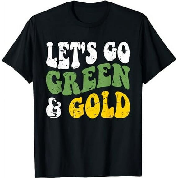 Let's Go Green & Gold Groovy Game Day Team Favorite Colors T-Shirt
