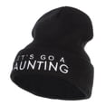 thumbnail image 1 of Let's Go Haunting Embroidered Long Beanie - Black OSFM, 1 of 5