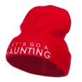 thumbnail image 1 of Let's Go Haunting Embroidered Long Beanie - Red OSFM, 1 of 5
