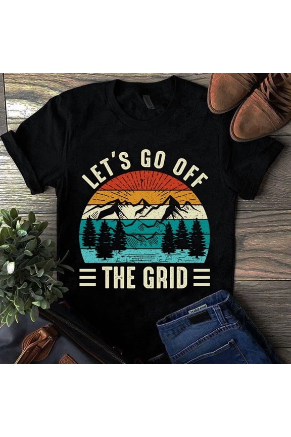Let's Go OfFall the Grid Moutain Hiking Vintage Tshirt GrolyTee T-shirt S-5XL