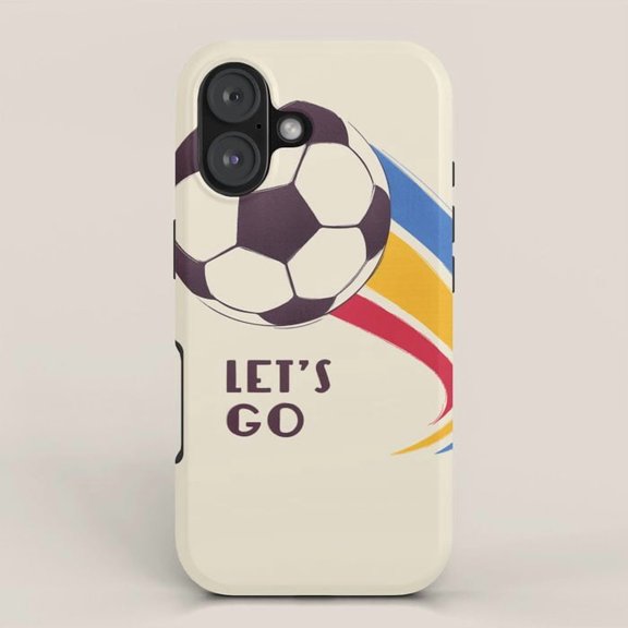 Let’s Go Soccer Ball and Multicolor Stripe Tough Case for Apple iPhone, Polycarbonate and TPU