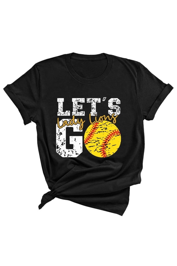 Let's Go Softball with Team Name Graphic Tee, Custom Softball Mom T-Shirt, Personalized Team Softball Shirt