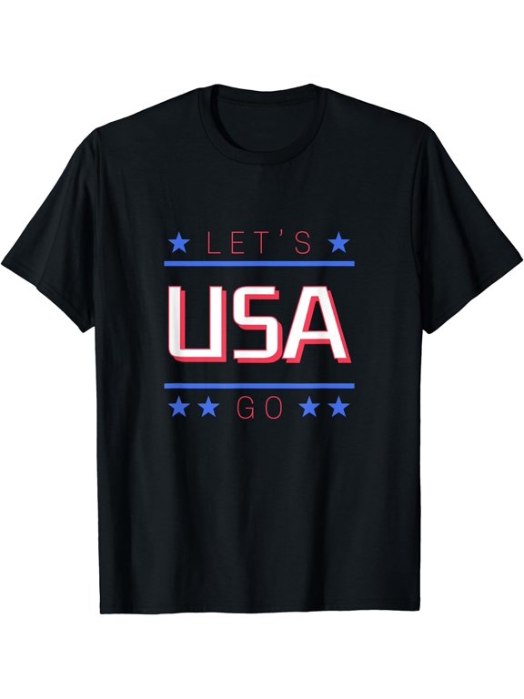 Let's Go USA American patriot Athletic Sports Cheering Cotton T-Shirt