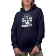 thumbnail image 1 of Let's Go Watch Sunset - Groovy Text Quote, Navy Blue Hooded Sweatshirt or Hoodie, Medium, 1 of 5
