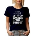 thumbnail image 1 of Let's Go Watch Sunset - Groovy Text Quote, Navy Blue T-Shirt, Large, 1 of 5