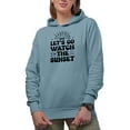 thumbnail image 1 of Let's Go Watch Sunset, Retro Groovy Text Quote, Light Blue Hooded Sweatshirt or Hoodie, Large, 1 of 5