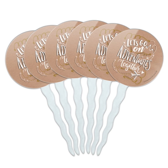 Let's Go on Adventures Together Cupcake Picks Toppers Decoration Set of 6
