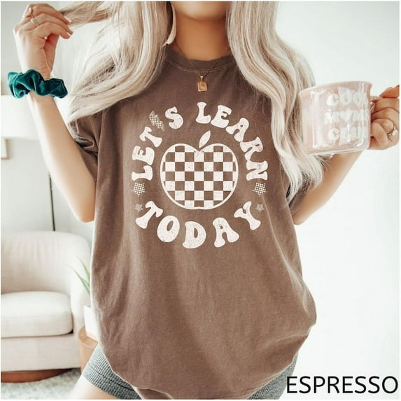 Let's Learn Today Teacher Shirt, Retro Apple Teacher Shirt, Gift for Teacher, Back to School, Cute Teacher Appreciation Tee