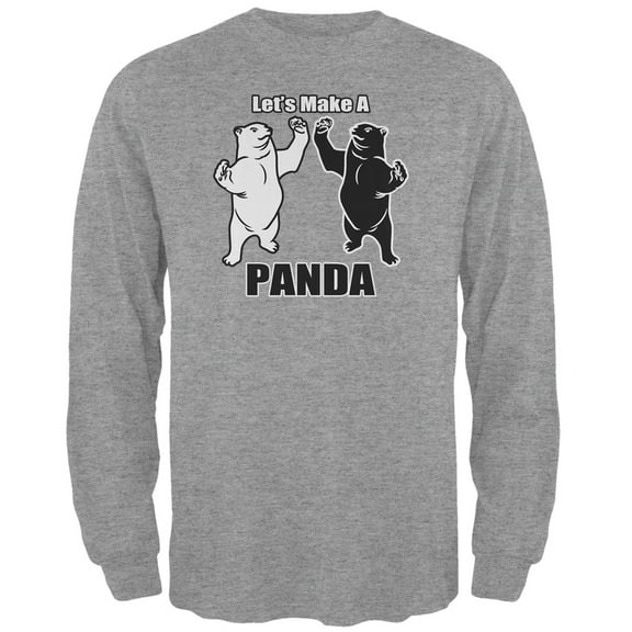 Let's Make A Panda Funny Heather Grey Adult Long Sleeve T-Shirt - Small